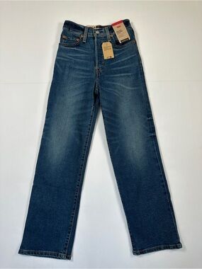 Levi’s Ribcage Straight Ankle Jeans Super High Rise Button Fly Size 24x27 NWT